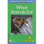 Macmillan factual Readers : What Animals Eat - Lever 2+ ( editura : Macmillan , autor : Brenda Stones ISBN 9780230432109 )